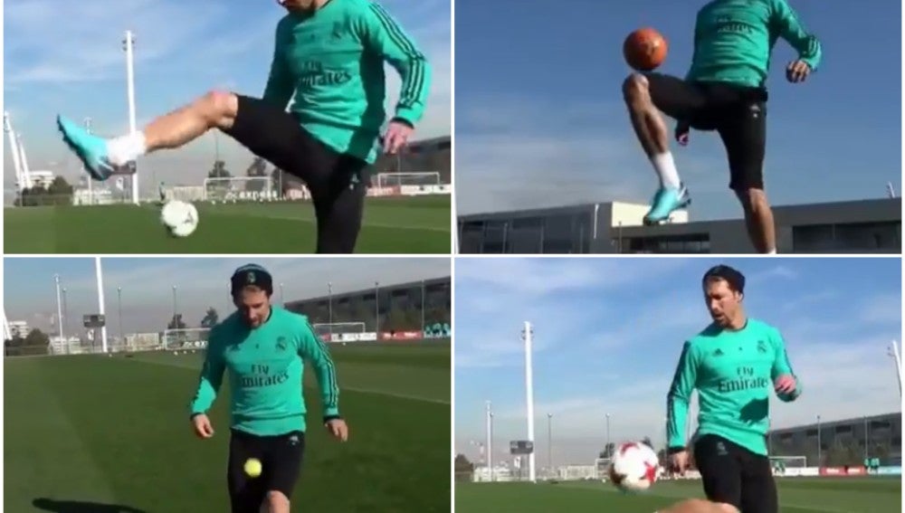 Sergio Ramos demuestra su habilidad en Valdebebas