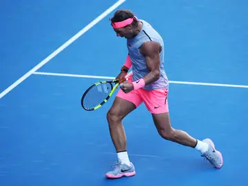 Rafa Nadal celebra un punto ganado ante Mayer Rafa Nadal celebra un punto ganado ante Mayer