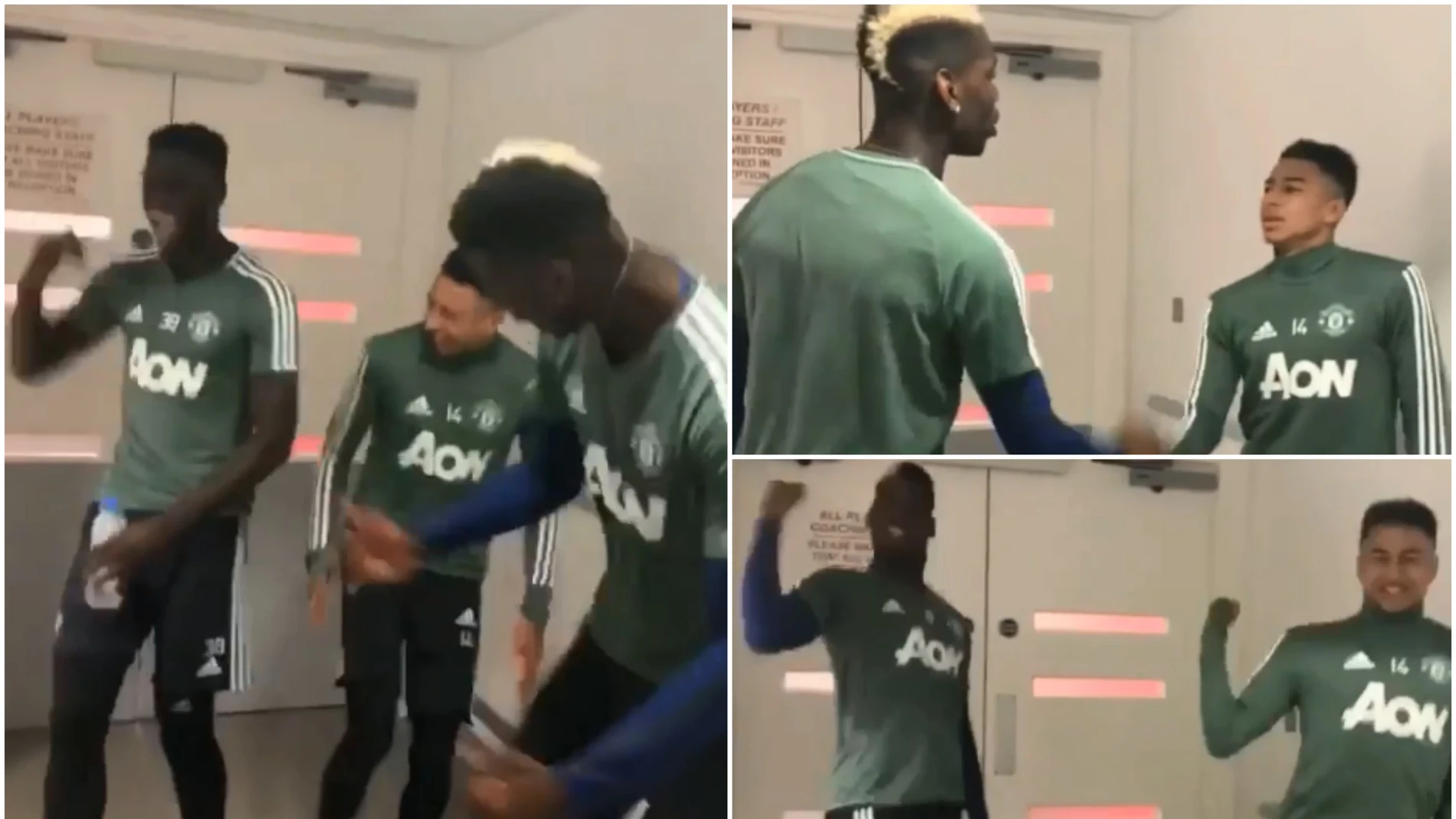 Pogba y Lingard ensayan su nuevo saludo Pogba y Lingard ensayan su nuevo saludo