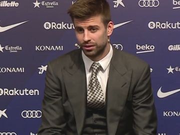 Gerard Piqué, en el acto de renovación con el Barcelona