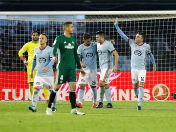 Iago Aspas celebra un gol con sus compañeros del Celta Iago Aspas celebra un gol con sus compañeros del Celta