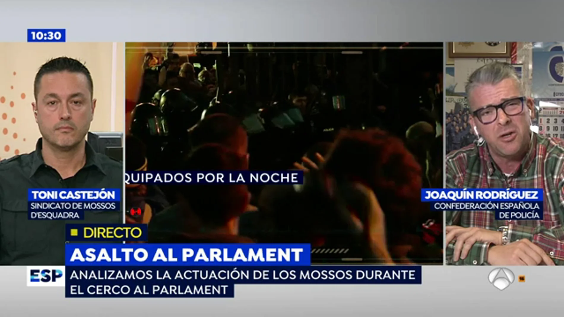  Toni Castejón, sobre el dispositivo de seguridad en el cerco al Parlament: "Absolutamente lamentable, los agentes se vieron desbordados y vendidos"