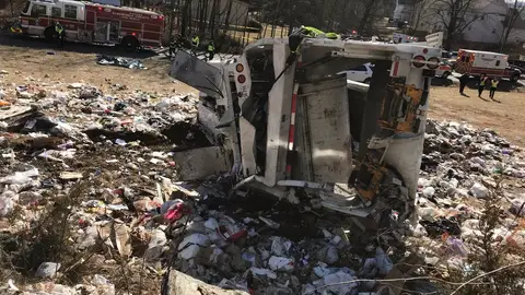 Imagen de la zona en la que tuvo lugar el accidente entre un tren y un camión en Virginia Imagen de la zona en la que tuvo lugar el accidente entre un tren y un camión en Virginia