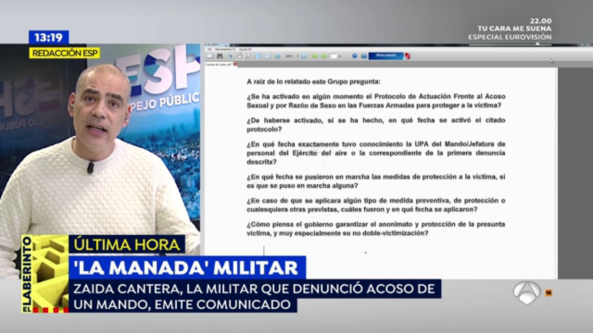 El comunicado de Zaida Cantera, la comandante que denunci&oacute; acoso sexual de un mando, sobre la 'Manada' militar