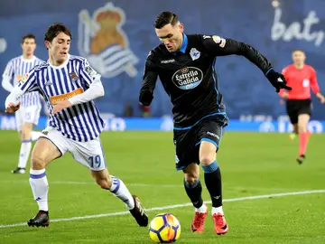 Lucas Pérez, durante el partido contra la Real Sociedad Lucas Pérez, durante el partido contra la Real Sociedad