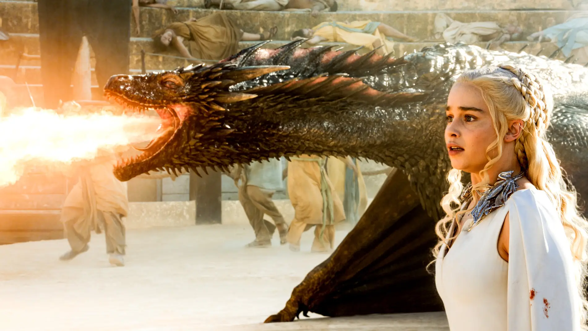 Daenerys Targaryen con sus dragones en &#39;Juego de Tronos&#39;