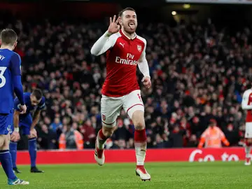 Ramsey celebrando su tercer gol Ramsey celebrando su tercer gol