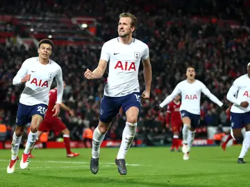 Harry Kane celebra el 2-2 definitivo en Anfield ante el Liverpool Harry Kane celebra el 2-2 definitivo en Anfield ante el Liverpool