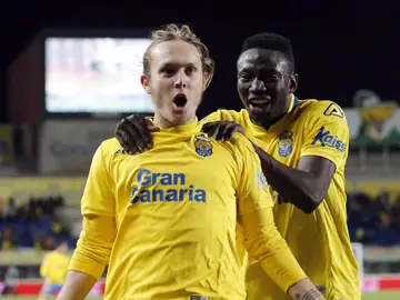 Halilovic celebra su gol con Las Palmas Halilovic celebra su gol con Las Palmas