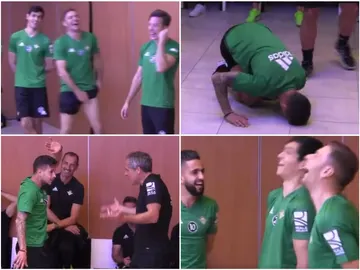 La plantilla del Betis se divierte con un curioso juego La plantilla del Betis se divierte con un curioso juego