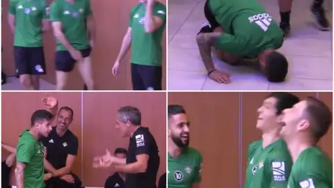 La plantilla del Betis se divierte con un curioso juego La plantilla del Betis se divierte con un curioso juego