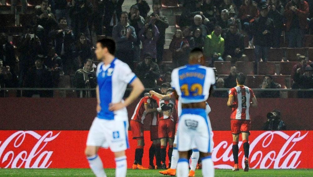 Los jugadores del Girona celebran un gol ante el Leganés