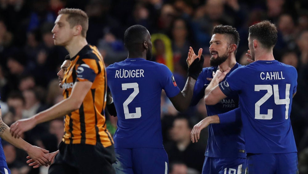 Giroud celebra un gol ante el Hull City