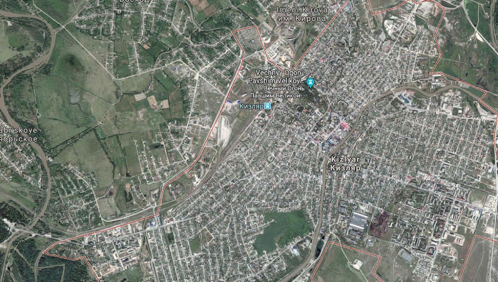 Imagen del mapa de la localidad de Kizliar en Daguestán