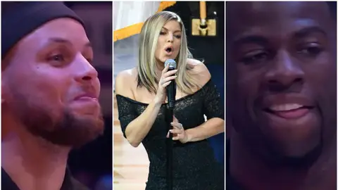 Los jugadores del All Star reaccionan al himno cantado por Fergie Los jugadores del All Star reaccionan al himno cantado por Fergie