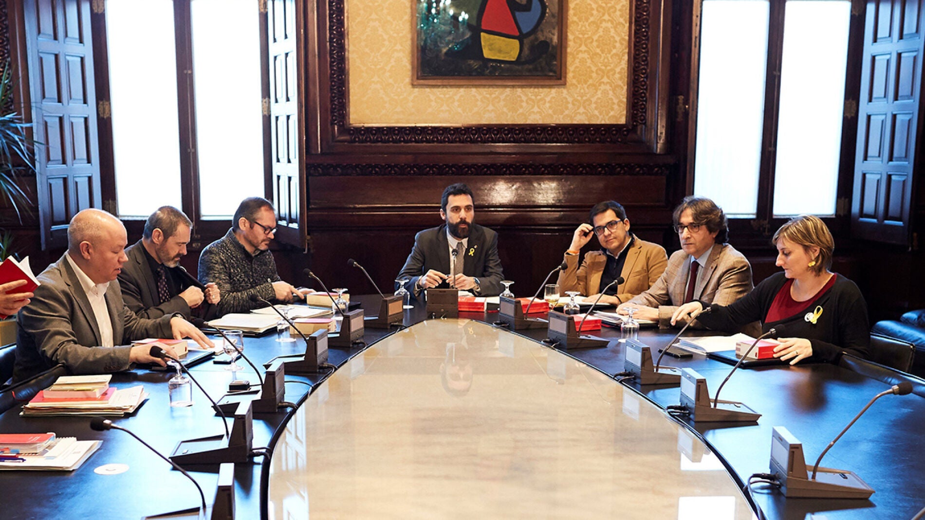 Roger Torrent y el resto de la Mesa del Parlament