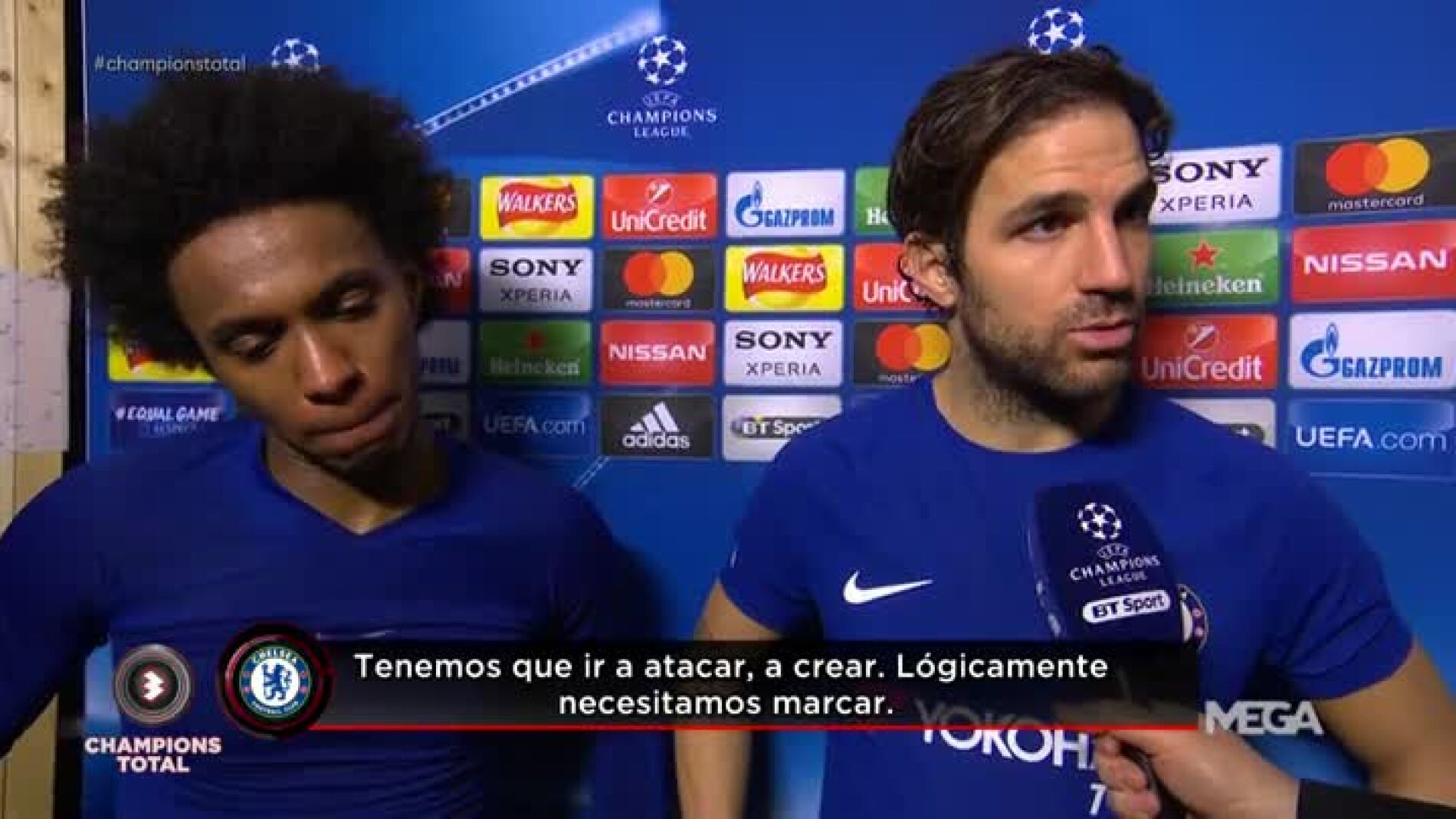 Cesc, junto a Willian tras el Chelsea-Bar&ccedil;a