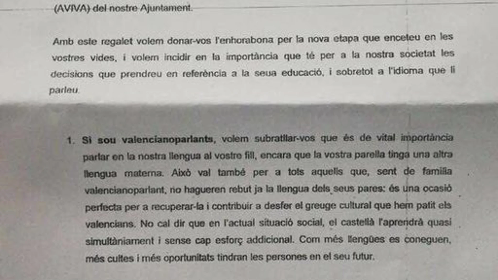 Carta enviada por el Ayuntamiento de Castellón Carta enviada por el Ayuntamiento de Castellón