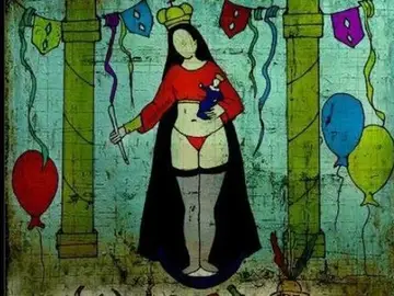 La obra de la artista boliviana Rilda Paco de una virgen en tanga La obra de la artista boliviana Rilda Paco de una virgen en tanga