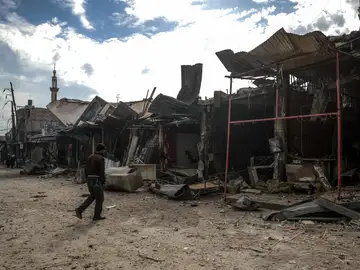 Edificios destruídos tras un bombardeo en Duma en Siria Edificios destruídos tras un bombardeo en Duma en Siria