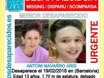 Menor desaparecido en Barcelona