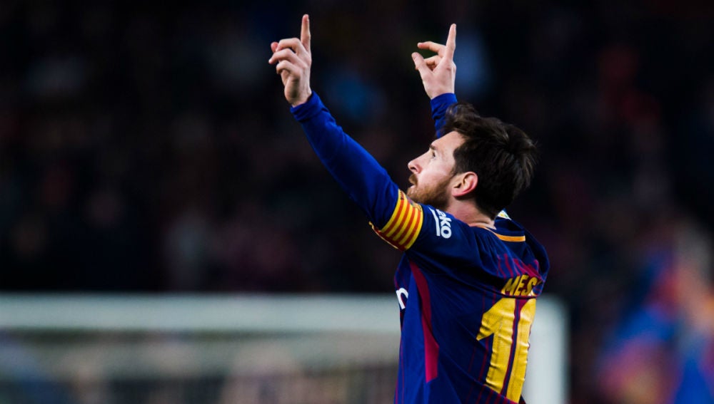 Messi celebra un gol con el Barcelona