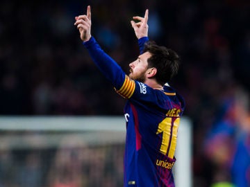 Messi celebra un gol con el Barcelona