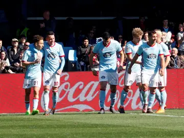 Los jugadores del Celta celebran un gol ante el Eibar Los jugadores del Celta celebran un gol ante el Eibar