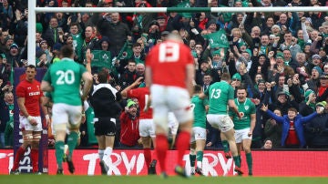 Irlanda celebra el ensayo de la victoria ante Gales