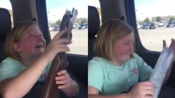 Una niña se emociona al recibir su primera escopeta