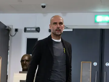Guardiola antes de la final de la Copa de la Liga Guardiola antes de la final de la Copa de la Liga