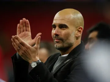Guardiola celebrando el título Guardiola celebrando el título