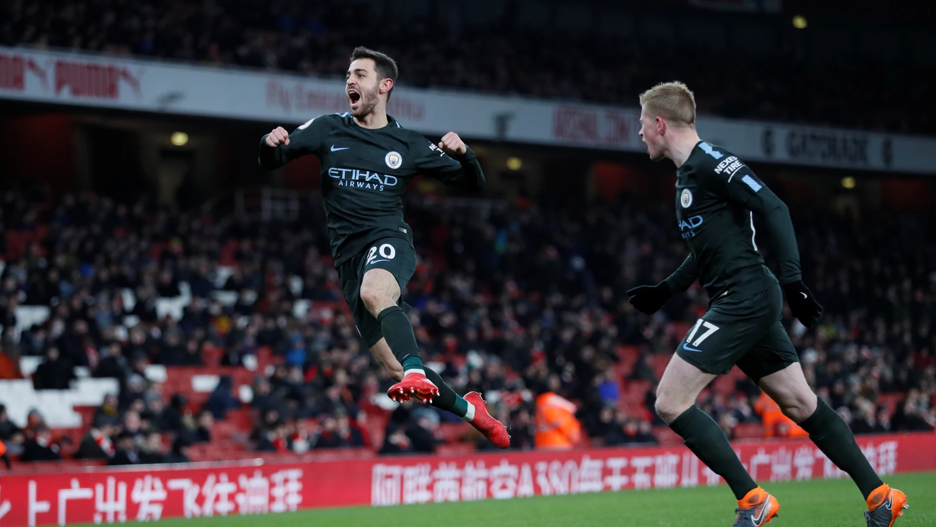 Bernardo Silva celebra el 0-1 ante el Arsenal Bernardo Silva celebra el 0-1 ante el Arsenal