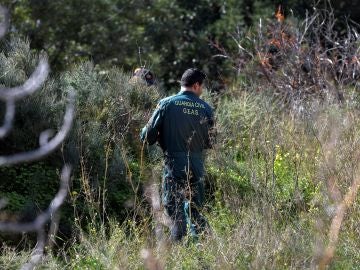 Un agente de la guardia civil durante las labores de búsqueda