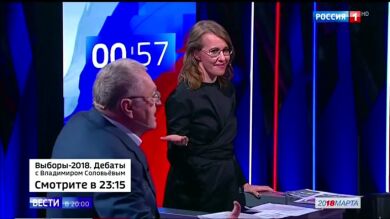 Un desconocido empuja y arroja agua a Sobchak, la única mujer candidata a la Presidencia rusa