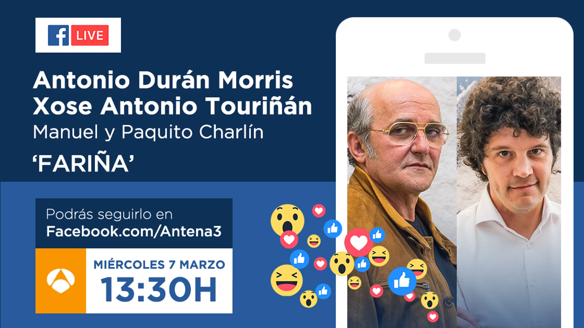 Los Charlines Morris y Xosé Antonio Touriñán responderán a las preguntas de los fans de 'Fariña' el miércoles