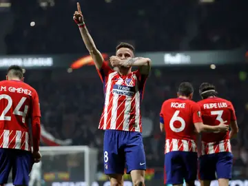 Saúl celebra su gol ante el Lokomotiv Saúl celebra su gol ante el Lokomotiv