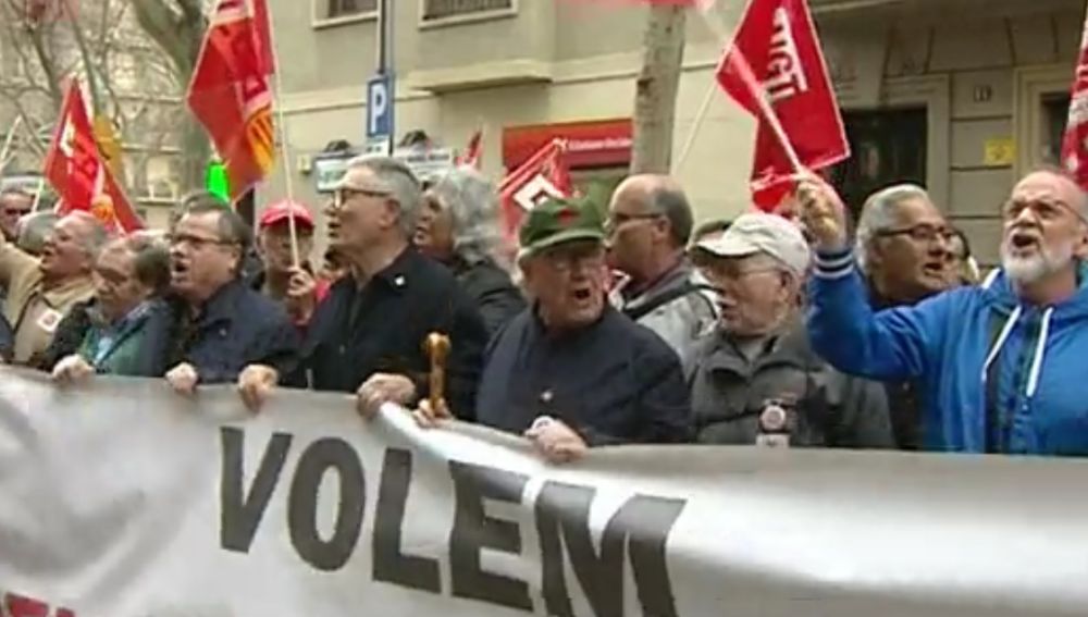 Protesta de pensionistas en Barcelona