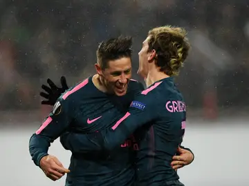 Torres y Griezmann ante el Lokomotiv Torres y Griezmann ante el Lokomotiv