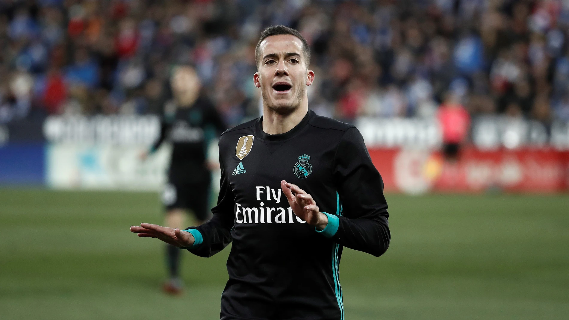 Lucas Vázquez celebra un gol