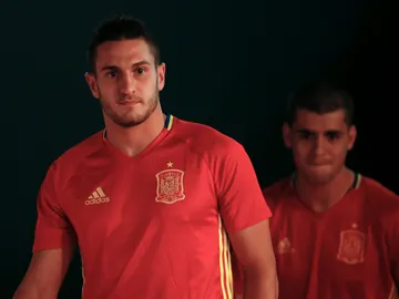 Koke, con Morata en segundo plano Koke, con Morata en segundo plano