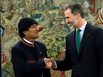 Evo Morales junto al Rey Felipe VI Evo Morales junto al Rey Felipe VI
