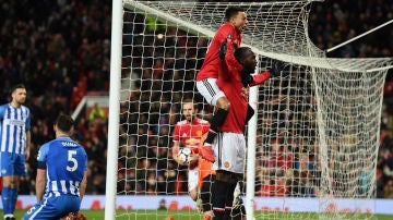 Lukaku celebra su gol con el Manchester United