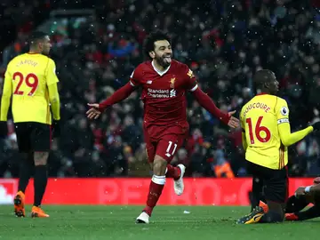 Salah celebra uno de sus goles con el Liverpool Salah celebra uno de sus goles con el Liverpool