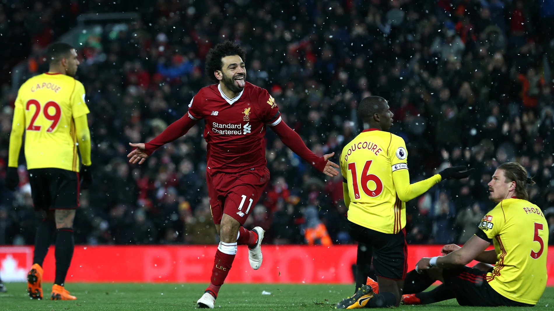 Salah celebra uno de sus goles con el Liverpool Salah celebra uno de sus goles con el Liverpool