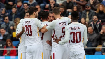 La Roma celebrando un gol