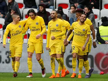 El PSG celebrando la victoria ante el Niza El PSG celebrando la victoria ante el Niza