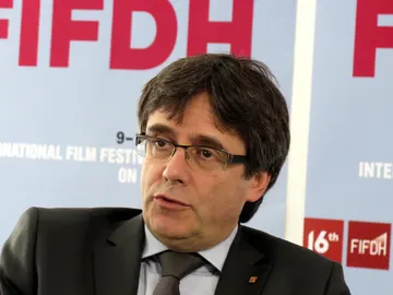 El expresidente catalán Carles Puigdemont durante un encuentro con la prensa hoy en Ginebra El expresidente catalán Carles Puigdemont durante un encuentro con la prensa hoy en Ginebra