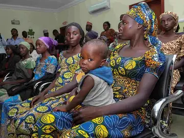 Fotografía de archivo de algunas de las niñas de Chibok secuestradas y posteriormente liberadas en Abuja Fotografía de archivo de algunas de las niñas de Chibok secuestradas y posteriormente liberadas en Abuja