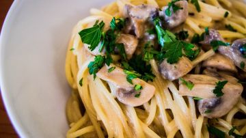 La carbonara con champiñones, ¡yum!
